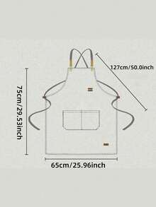 1pc Canvas Waterproof Dining Apron With Pockets, Perfect For Coffee Bars, Restaurants, Milk Tea Shop Flower Shop Coffee Baker Waterproof Waist Overalls For Women