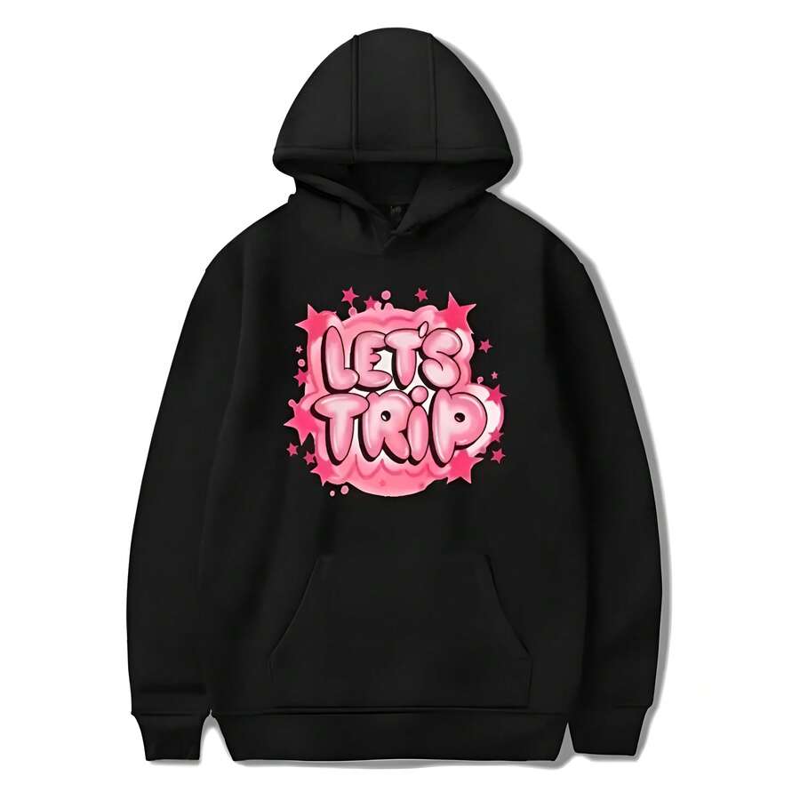 Sturniolo Triple Travel To Airbrush Women's And Men's Sweatshirts And Hooded Japanese-Style Harajuku Sweatshirts - 黑色 - 查看 1