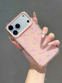1pc Aesthetic Thin Sky Blue Personalized Line Design Phone Case Compatible With IPhone 16, 15, 14, 13, 12 Pro Max, 11, Korean Cute Shock-Proof Phone Cover, Gift For Girls, Compatible With IPhone 17/17 Pro/17 Pro Max/17 Airfunda Para Phone,Apple16,Cover De Phone,Cell Phone Case,Funda Para Apple 17 Pro - 粉紅櫻桃 - 查看 4