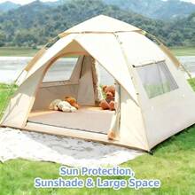 Carpa de apertura automática: Portátil plegable para picnic y camping al aire libre, a prueba de lluvia - Albaricoque - Ver 1