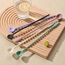 Silicone Double-Headed Scraper Stirring Spoon, Cocktail Stick, Milk Powder Honey Heat-Resistant Long-Handled Stirring Stick, Cocktail Stick