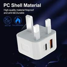 英国旅行适配器，2个装，20W英国USB-C充电器适配器，USB A+C墙式快速充电器，国际插头，快速充电，兼容 17/16/15/14/13/12/11、Galaxy、Pixel、iPad、平板电脑等，适合多人充电、多设备充电、家庭充电需求以及办公桌充电。家用办公手机充电器，多端口高输出功率。 - 查看 5
