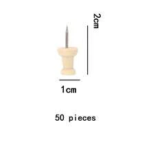 50pcs/Box Wooden Push Pins, Felt Bulletin Board Pins, Office Memo Board Thumbtacks
