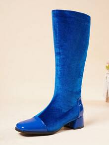 Western Style Side Zipper European & American Fashion Square Toe Suede Over-The-Knee Boots For Women, Thick Heel High Shaft Boots, Fall/Winter 2026 New Arrival - Blue - View 9