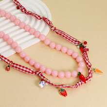 1 Set Women's Red Fruit Necklace Set, Suitable For Daily Wear