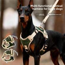 حزام كلب تكتيكي للأنواع الكبيرة ثقيل الوزن مضاد للسحب، قابل للتعديل، مناسب لكلاب الراعي الألماني والأنواع الكبيرة، مناسب للمشي والتدريب والصيد، خفيف الوزن ومنفذ للهواء، توزيع قوة علمي للمحيط الكامل
