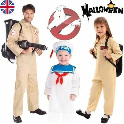 2025 Kids Ghostbusters Cosplay Costume Jumpsuit Halloween Cos Party Outfit UK