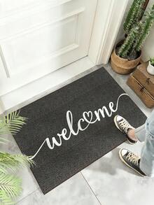 1pc 2800GSM Thick Chenille Welcome Mat, Non-Slip Durable Doormat For Home Entryway, Pet Friendly, Large Size Entrance Rug, Black Welcome Carpet, Home Decor, Washable, Suitable For Hallway, Living Room, Bedroom