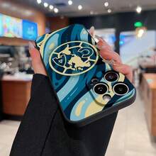 Funda para teléfono con diseño de olas del océano y mapa de la Tierra. Compatible con teléfonos ,  17,  16 Pro Max,  15 Pro Max,  13 y  12. Fabricada en TPU, ofrece protección contra golpes y caídas. Un regalo ideal para familiares, amigos, seres queridos, parejas y para Navidad. - Negro - Ver 6