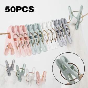 50pcs/Pack Multi-Color Sturdy Clothes Clips, Small Size Plastic Windproof Clips For Drying, Home, Dorm, Travel