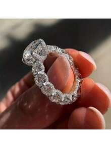 1PC Dazzling Women's Fashion Zirconia Ring Wedding Band Engagement Party Casual Accessories Mother's Day Birthday Christmas Gift Women Luxury Jewelry US 5-11# - 銀色 - 查看 8