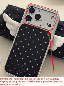 Vintage Y2K Polka Dot Star Soft Silvery Edge Epoxy Phone Case Compatible With IPhone 17 Promax 17 Pro 17 16 Pro Max 16 Pro 16 15 Pro Max 15 Pro Max 15 Pro 15 Pro Max 14 Pro 13 12 Pro Max 11 Stylish Glossy Shockproof Soft Back Gift Christmas Gifts - Black Background With Stars - View 12