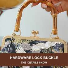 1pc Chinese Bamboo Handle Ladies Handbag, Handmade Embroidery Jacquard Crossbody With Top Handle Purse, Unique Literati Elegant Style Shoulder Bag, Valentine's Day, Mother's Day Gift - 黑色 - 查看 7