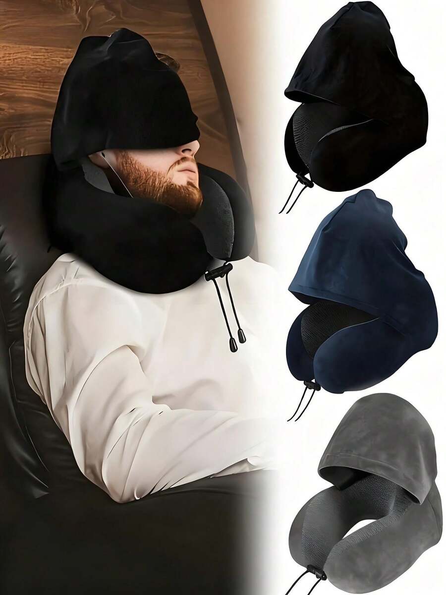 Outdoor Travel Car Pillow, Memory Foam U-Shaped Hooded Pillow, Removable And Washable, Hooded Neck Pillow, Available In Multiple Colors