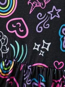 Girls Luminous Glow In The Dark Dress - The Magic Choice For Parties, Nighttime Wear And Photography (Summer Dress) - Black - View 5