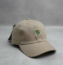 Unisex Adjustable Minimalist Clover Dad Hat Vintage Figure Cotton Embroidered Cap - Khaki - View 2