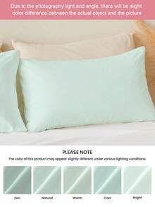 HONEY MOON 2pcs Soft & Breathable Solid Color Pillowcase, Envelope Closure, Wrinkle Resistant, No Filling - Fits T/F/Q/K Size Home & Dorm, OEKO-TEX Certified, Light Green - Light Green - View 7