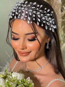 1 pieza Diadema de lujo con rhinestones, versátil para uso diario, novia de boda, citas, fiestas de cumpleaños, sesiones de fotos, adecuada para múltiples ocasiones como accesorios del Día de San Valentín - A - Ver 10