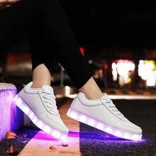 Unisex LED Light-Up Sneakers - USB Rechargeable, Flashing Multi-Mode, Casual Party Shoes - 白色 - 查看 7