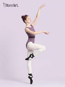 DonsGirl 女式连体芭蕾紧身衣 - 优雅无袖，高腰，配有腰带，适合芭蕾舞/现代舞/古典舞、体操瑜伽和日常穿着 - 紫色 - 查看 4