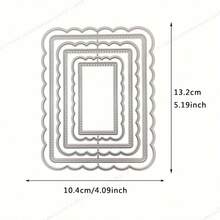 1pc Silvery Fantasy-Themed Ripple Rectangle Frame Metal Cutting Die For DIY Scrapbooking, Card Making & Photo Album Crafts - Silver - View 4