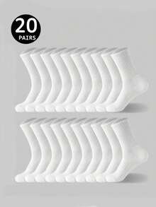 6双/12双/18双/30双/40双装黑白加厚男士冬季袜子，时尚休闲舒适，防臭，适合户外运动、跑步、健身，压缩膝袜，商务休闲度假黑白中筒袜，秋季款 - 彩色 - 查看 9