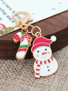 4pcs Christmas Keychain Set - Santa Claus & Gift Box / Snowman & Candy Cane / Christmas Tree & Garland / Stocking & House Metal Keychains, Bulk Party Decorations & Favors For Christmas - Elegant, Christmas Gift Ideas, Christmas Gifts Bulk Bag Charms Car Accessories Teacher Friend Sister - A - View 10
