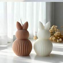 1pc Easter Striped Rabbit Shaped Scented Candle, Home Decor Gift, Weight: 61g - Multicolor - View 3