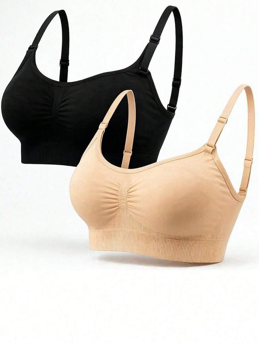 2 Pieces/Pack Breathable Seamless Bra Tops Sexy Strapless Adjustable Strapless Wireless Bust Lifter Bras - 彩色 - 查看 1