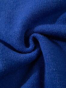 Unisex Casual Crew Neck Long Sleeve American Flag Knit Sweater, Versatile For Winter - Royal Blue - View 9