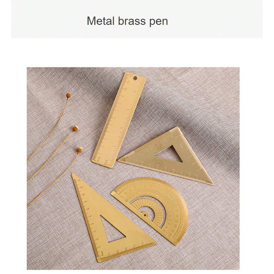 Regla de cobre gruesa, regla triangular de latón para dibujo y diseño - Dorado - Ver 1