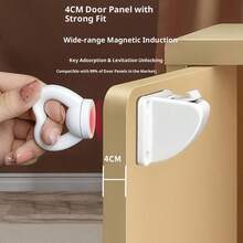 1/3 piezas Cerraduras magnéticas invisibles para cajones de fácil instalación - Multifuncional con respaldo adhesivo, sin herramientas necesarias, plástico con acabado pintado para gabinetes y cajones - Blanco - Ver 4