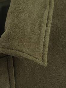 SHIBASHAN 女士时尚麂皮飞行员夹克，复古翻领长袖宽松拉链外套 - 軍綠色 - 查看 7