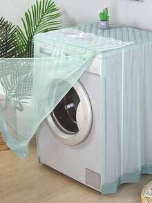 Capa protetora para máquina de lavar com borda de renda, design com abertura lateral, compatível com máquinas de lavar automáticas de 8 a 10 kg, organizador de armazenamento para eletrodomésticos, ideal para casamentos, festas, Dia das Mães, decoração de quarto, jardim, cozinha, verão, praia, itens essenciais para viagens, decoração de ambientes, formato de almofada, formatura. - Multicolorido - Ver 9
