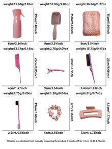 18 قطعة مجموعة أدوات تجميل للنساء، أساسيات العناية اليومية منظم للسفر (يشمل مشط، مقاطع شعر، مخالب شعر، ربطات شعر، أربطة شعر، زجاجة رذاذ وحقيبة سفر عملية)