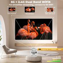 2025 Upgrade: Mini Smart Projector With WiFi & Bluetooth - 4K/1080P HD Android 11.0 TV & Movie Theater | Auto Keystone Correction & Manual Focus For Laptop, PC, Smartphone, Streaming Stick | Built-In Bluetooth 5.2, USB & Video Ports Support All Devices | Portable Outdoor Projector For Home Theater, Backyard, Camping, Parties | The Ultimate Gift For Back-To-School, Halloween, Christmas & Holidays (Includes Remote Control) - 查看 8