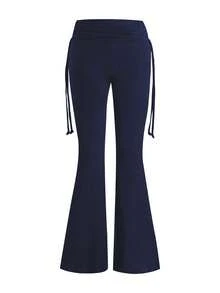 AiTyi Women's Casual Pants, Fashionable Sexy Slim Fit, Suitable For Graduation, Christmas, New Year, Thanksgiving, All Seasons, Ribbed Waistband Flared Knit Trousers, Well Fit