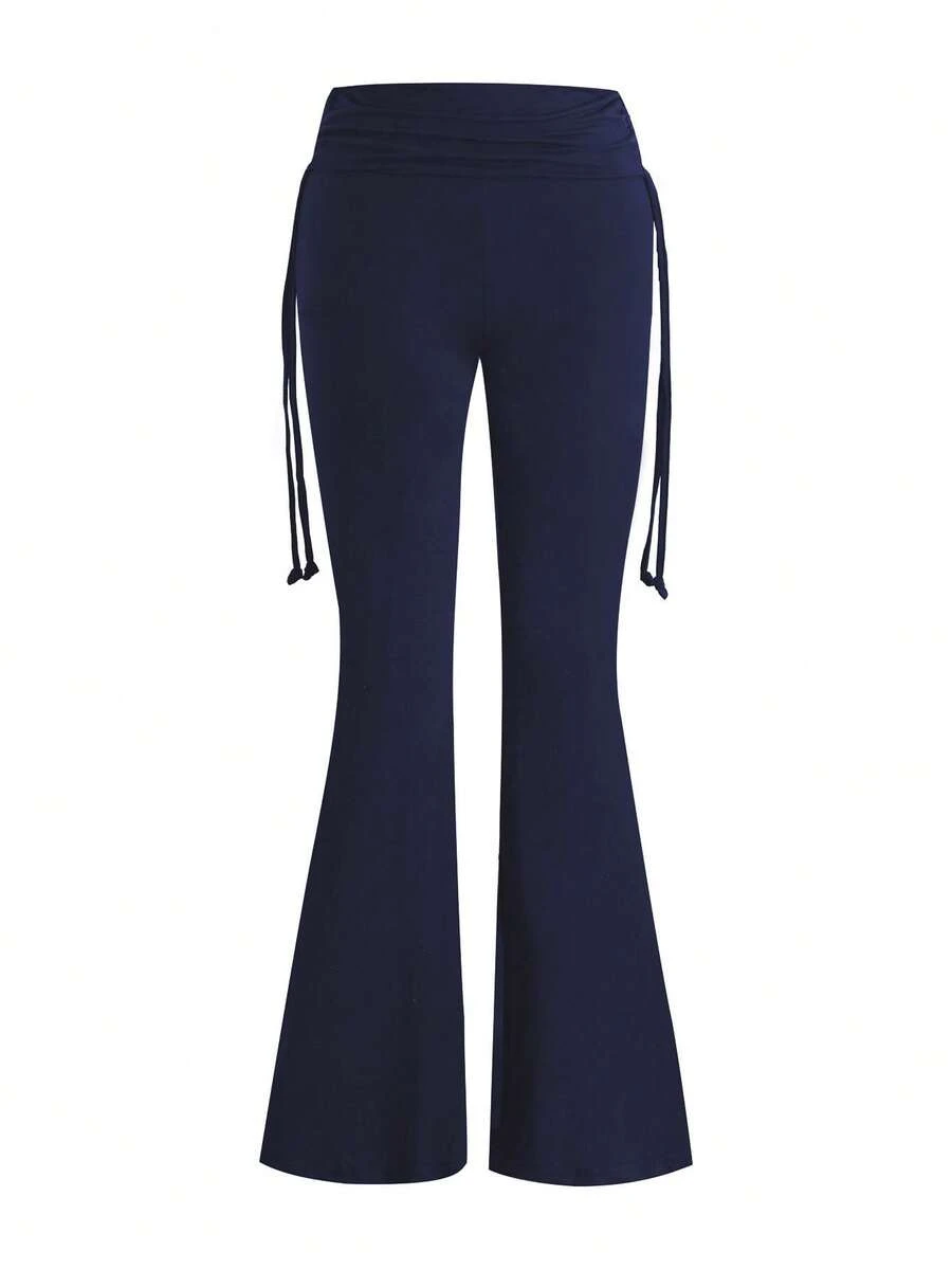 AiTyi Women's Casual Pants, Fashionable Sexy Slim Fit, Suitable For Graduation, Christmas, New Year, Thanksgiving, All Seasons, Ribbed Waistband Flared Knit Trousers, Well Fit