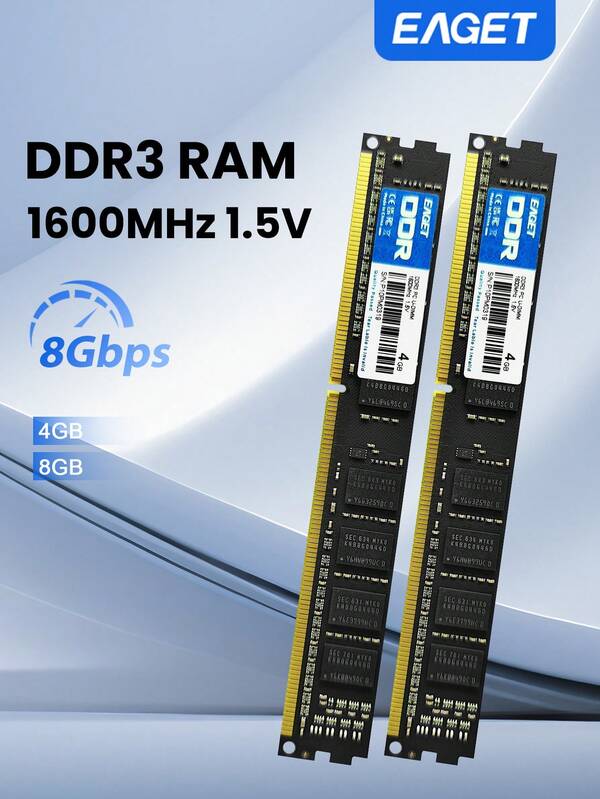DDR3 RAM Memory Module 4G/8G 1600MHz High-Performance PC3-10600 4GB Desktop New Dimm Rams CL9, Unbuffered Dual Rank 240 Pin UDIMM Desktop PC Computer Memory RAM(SDRAM) Module Upgrade