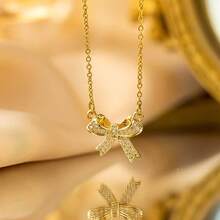 Elegant Butterfly Pendant Necklace, Luxury Style For Women, Hypoallergenic, Chic Clavicle Chain, Suitable For Daily And Party Occasions - Bow - View 13