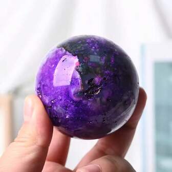 New Product Natural Crystal Sphere Hand Polished Purple Moss Agate Sphere For Decoration