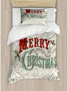 Winter Duvet Cover Set, Merry Theme Delicate Snowflakes, Vintage Holiday Pattern, 3 Piece Bedding Set With 2 Pillow Shams, Size, Teal White - 蛋殼色海綠寶石 - 查看 10