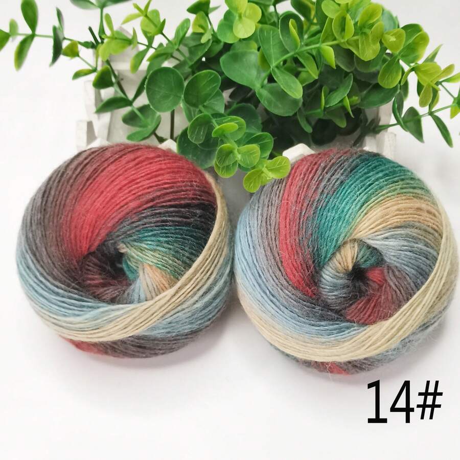 2团100%针织彩色纱线，总长360米/100克，柔软舒适的冰岛混色针织纱线，适合DIY编织、钩编、手工礼品（围巾、披肩、毛衣、帽子）、工艺品制作（1团=50克=180米=1.76盎司*2团）