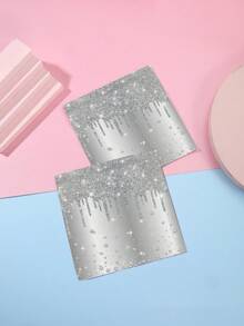 48pcs 13"X13" Silver Glitter Diamond Theme Napkins - Luxury Silver Glitter & Diamond Print, Paper Material, High-End Elegant Style, Suitable For Birthday Party, Wedding, Anniversary Celebration And Daily Use - Multicolor - View 3