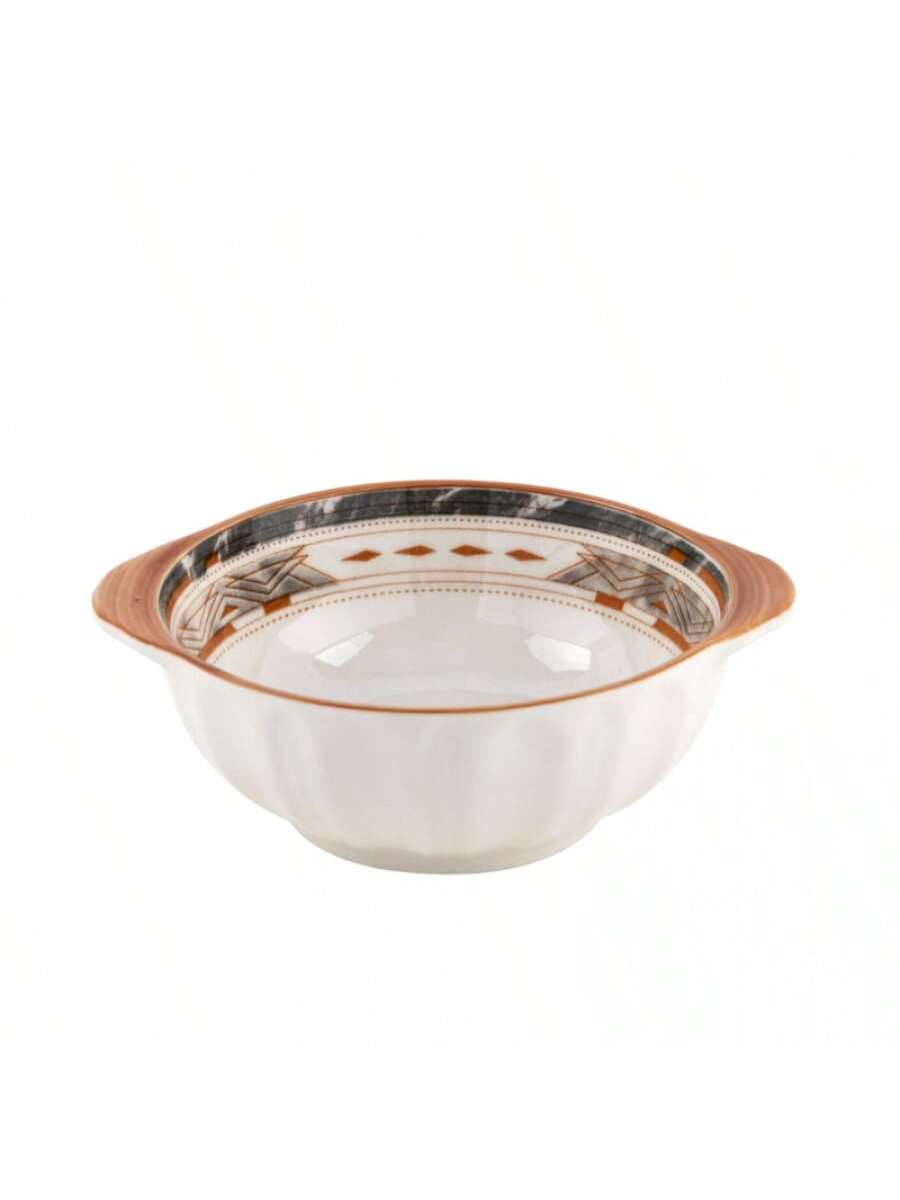 Plato de Cerámica de Doble Asa con Estampado Recto - Melard, 12.2x5cm