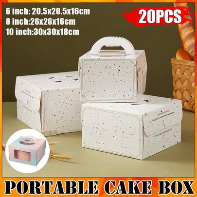 Aimall 20x Portable Cake Box Cake Container Clear For Birthday Cupcakes Cookies