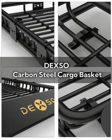 Cesta de Techo Universal 163x99 cm Capacidad 91 kg con Bolsa de Equipaje Impermeable 21 Pies Cúbicos para SUV Camionetas Vehículos - Negro - Ver 3