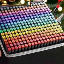 168 Colors Dual Tip Art Markers, Dual-Tip Watercolor Marker Set, Anime Paint Pen For Drawing And Outlining Permanent Marker Plus Colorless Blender, Micro-Tip Pens, Marker Bag For Adult ColoringHighlighting, Illustration, Anime Design, Art Sketch Drawing Marker Set(Package Random) - Multicolor - View 8