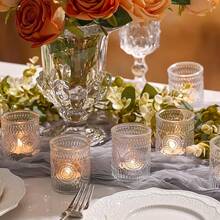 36 Pack Clear Glass Votive Candle Holders, Vintage Candle Holder Bulk, Tealight Candle Holders For Table Centerpieces, Home, Bridal Shower, Birthday, Christmas, Thanksgiving Party Table Decor - 無色 - 查看 8