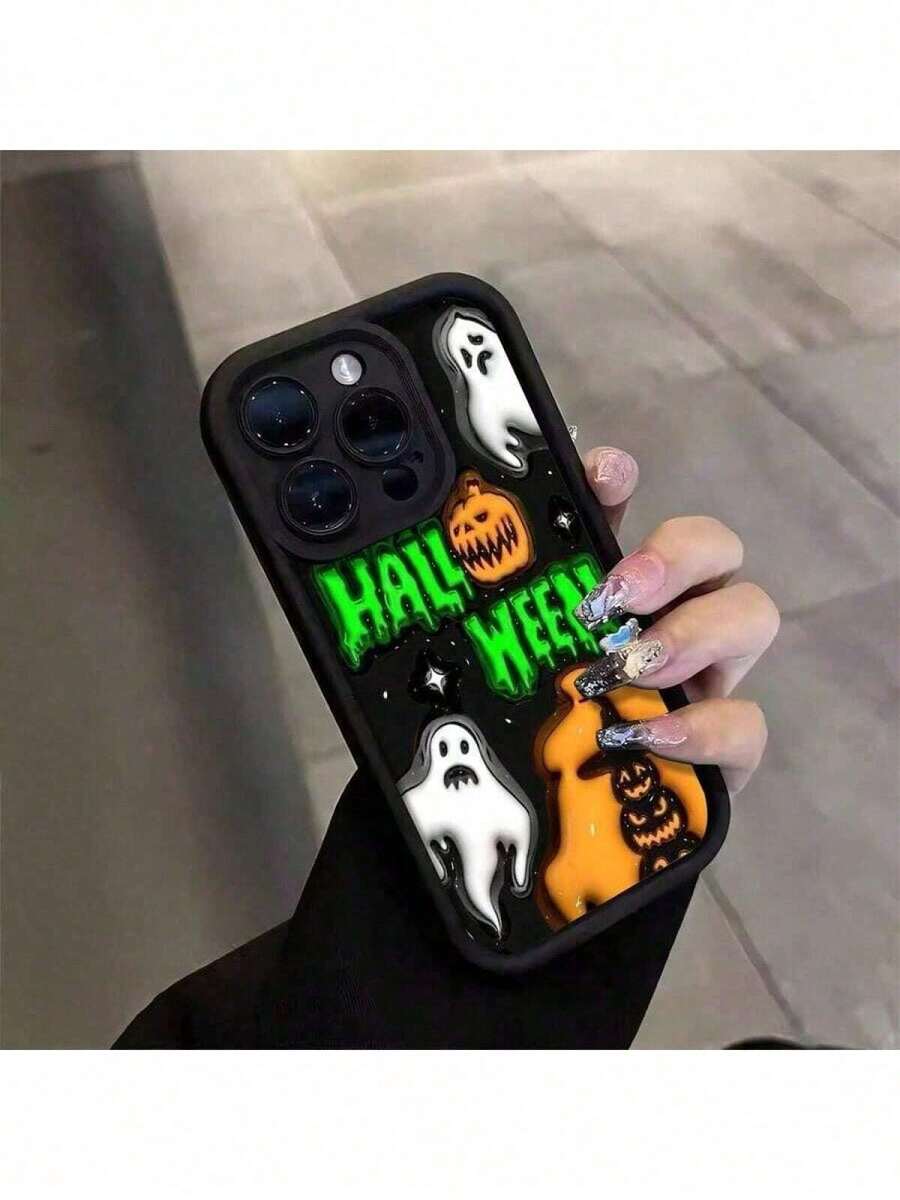 Étui de téléphone pliable avec motifs d'Halloween, fantômes et citrouilles, pour iPhone 17/17pro/17promax, 16/16 Pro/16 Plus/16 Pro Max 15/14/13/12/11/X/Xs/Xr/Xs Max, essentiel pour les festivals de shopping - Noir - Voir 1